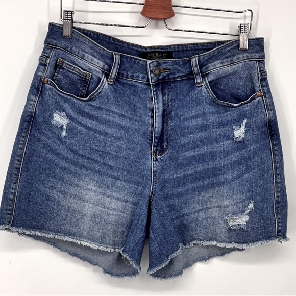 Judy Blue Pants - Judy Blue women’s denim jean shorts frayed hem high waist distressed 1XL
